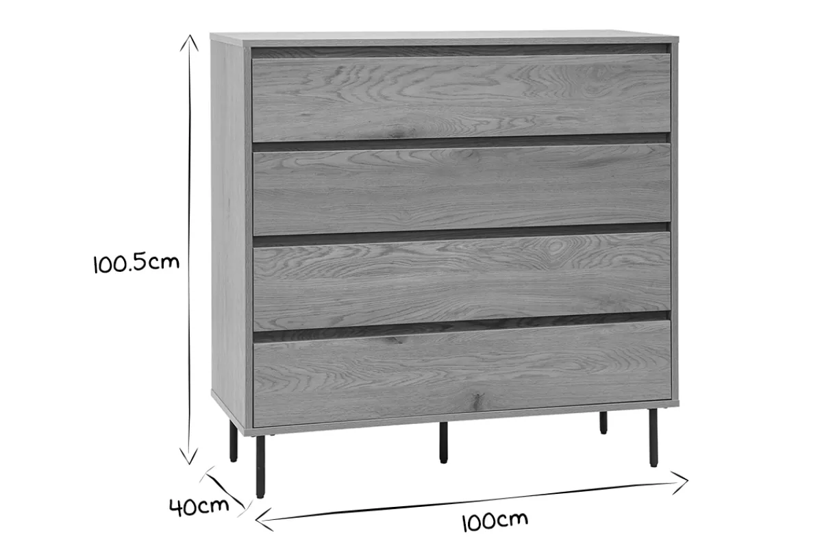 Miliboo Kommode mit hellem Holzfurnier in Eiche 4 Schubladen L100 cm ARAGON* Kommoden|Kommoden