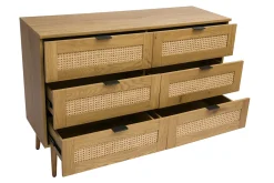 Miliboo Kommode mit heller Holzoberfläche, Rattan und schwarzem Metall, 3 Schubladen L120 cm MANILLE* Kommoden|Kommoden