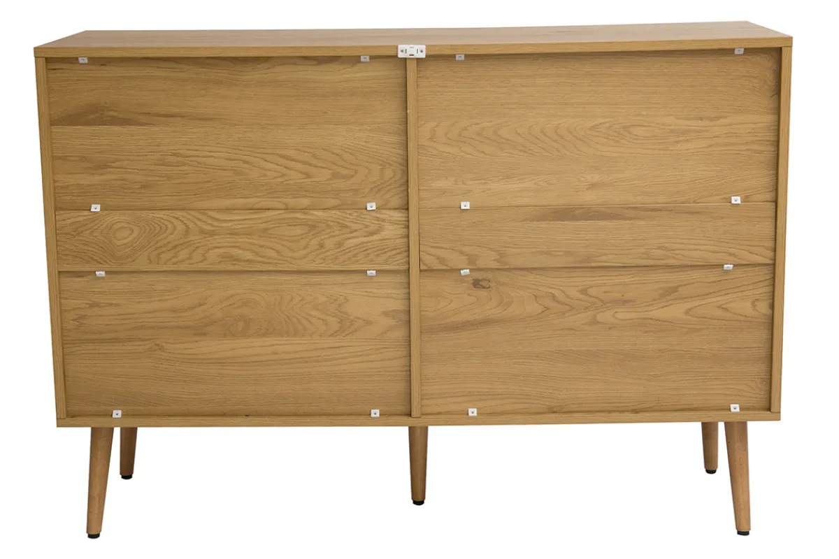 Miliboo Kommode mit heller Holzoberfläche, Rattan und schwarzem Metall, 3 Schubladen L120 cm MANILLE* Kommoden|Kommoden