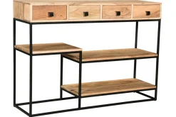 Miliboo Konsole 4 Schubladen aus Akazienholz und Metall schwarz L115 cm GRENELLE* Bücherregale|Bücherregale