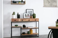 Miliboo Konsole 4 Schubladen aus Akazienholz und Metall schwarz L115 cm GRENELLE* Bücherregale|Bücherregale
