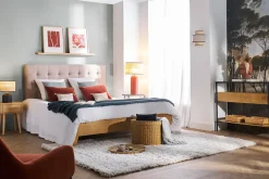 Miliboo Konsole aus massivem Mangoholz und Glasplatte 2 Schubladen B100 cm SITA* Konsolentische