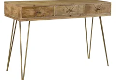 Miliboo Konsole graviert aus Mangoholz und vergoldetem Metall L120 cm LINIUM* Konsolentische|Flurmöbel