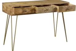 Miliboo Konsole graviert aus Mangoholz und vergoldetem Metall L120 cm LINIUM* Konsolentische|Flurmöbel