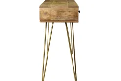 Miliboo Konsole graviert aus Mangoholz und vergoldetem Metall L120 cm LINIUM* Konsolentische|Flurmöbel