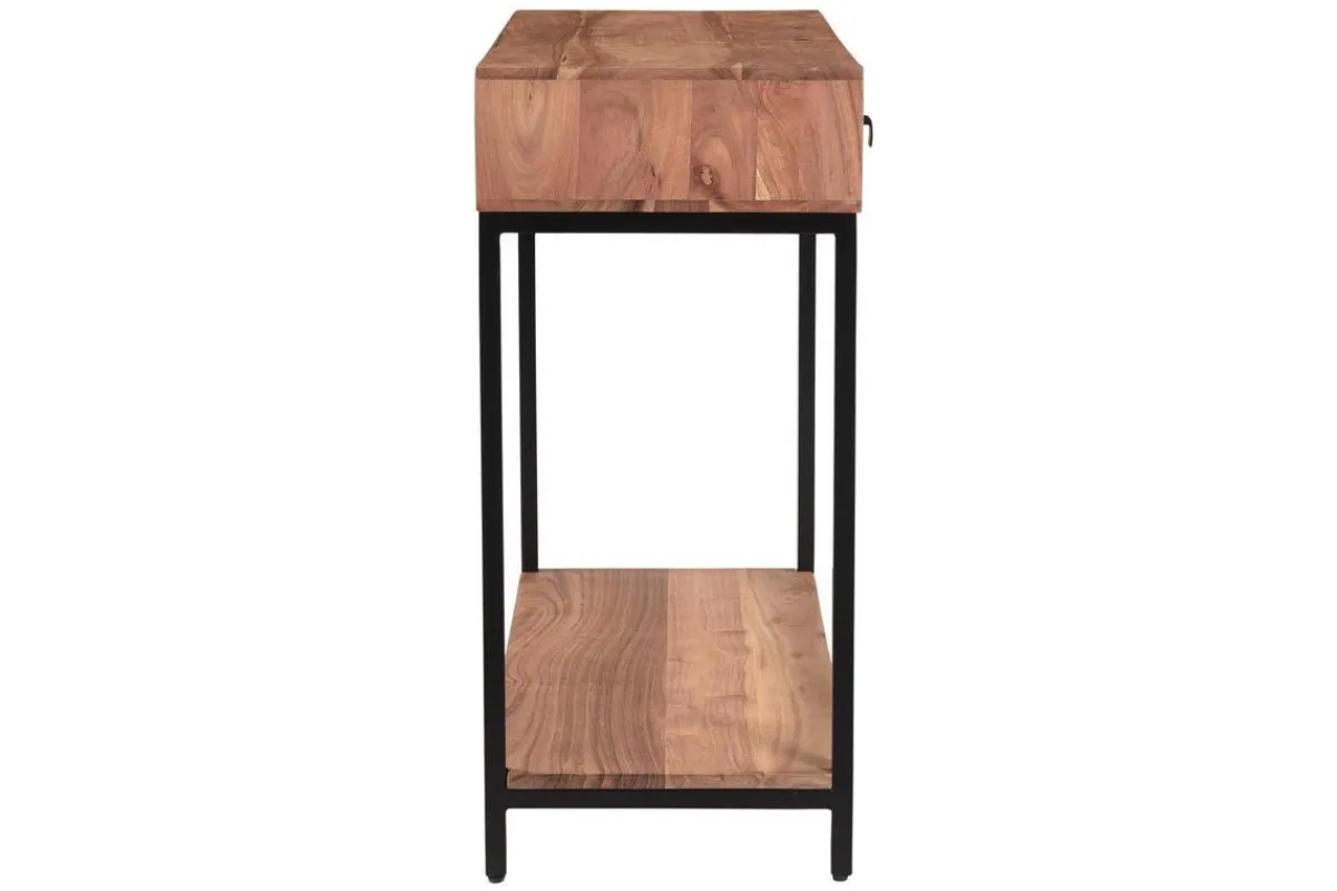 Miliboo Konsole mit 2 Schubladen aus Akazienholz und Metall B 80 cm AXELLE* Konsolentische