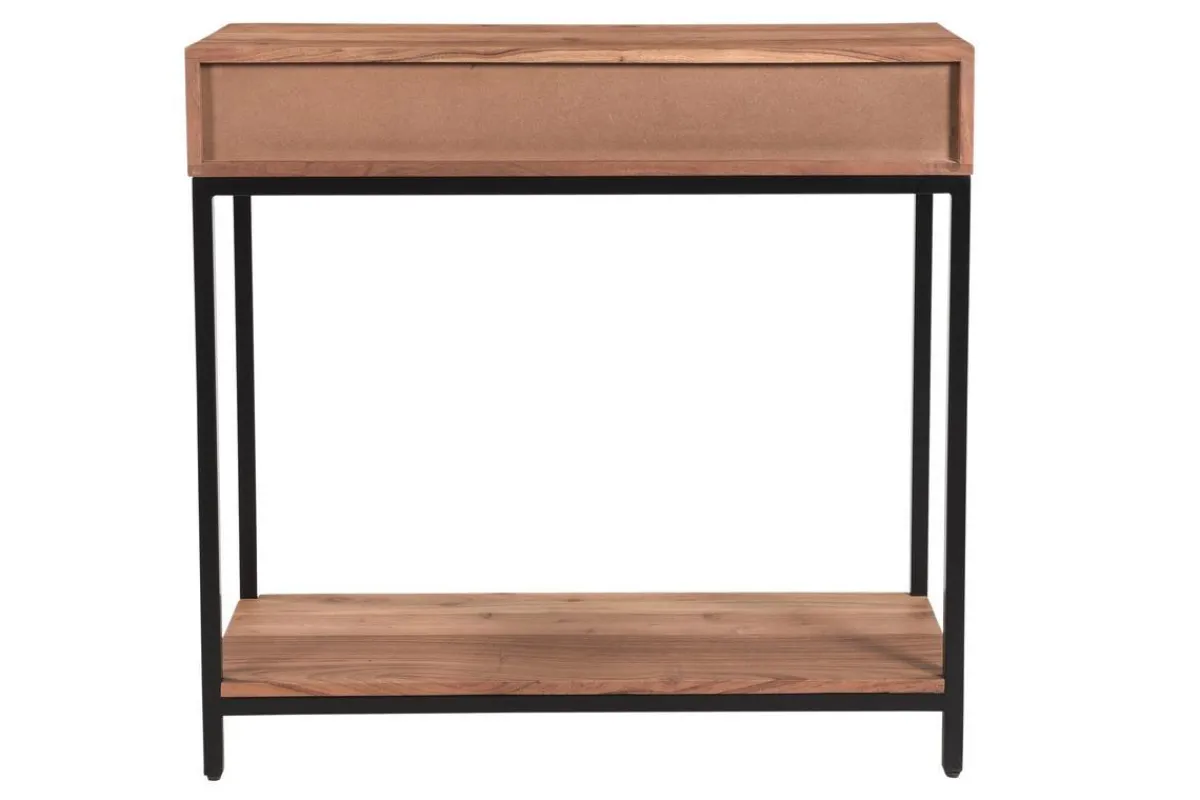 Miliboo Konsole mit 2 Schubladen aus Akazienholz und Metall B 80 cm AXELLE* Konsolentische