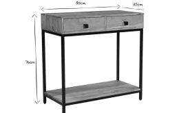 Miliboo Konsole mit 2 Schubladen aus Akazienholz und Metall B 80 cm AXELLE* Konsolentische