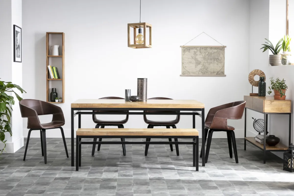 Miliboo Konsolenschreibtisch Industrie-Stil Mangoholz und Metall L110 cm YPSTER* Bücherregale|Bücherregale