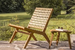 Miliboo Lounge-Gartensessel aus Massivholz und geflochtenen Elementen in Beige LUCEA* Design-sessel|Sessel