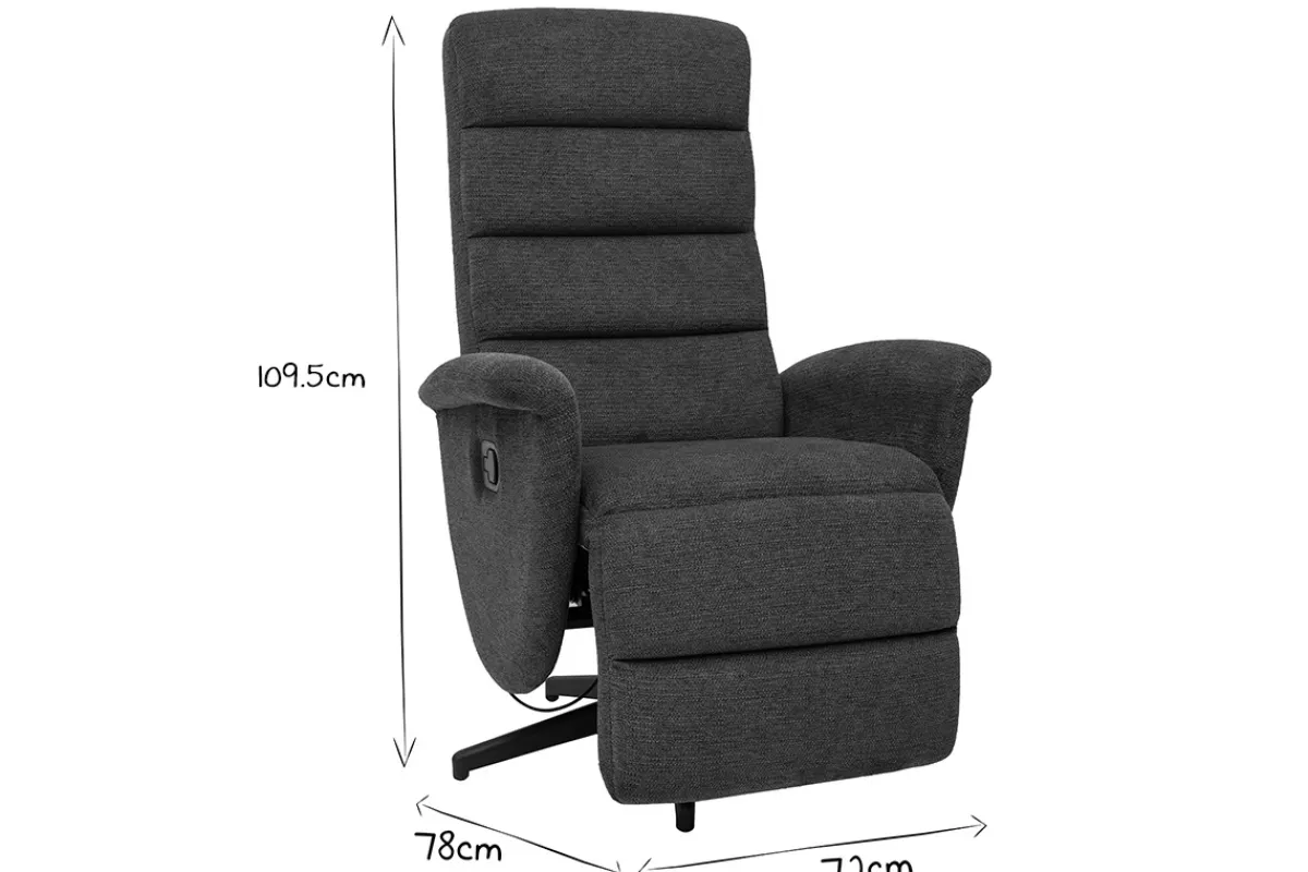 Miliboo Manueller Relaxsessel aus dunkelblauem Chenillestoff NELSON* Relaxsessel|Sessel