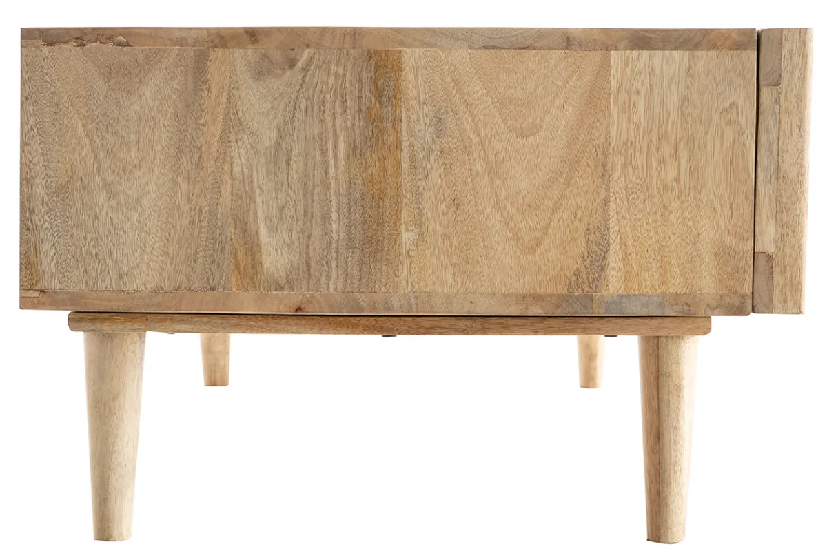 Miliboo Massiver Mango-Couchtisch mit Schiebetüren ALBA* Couchtische