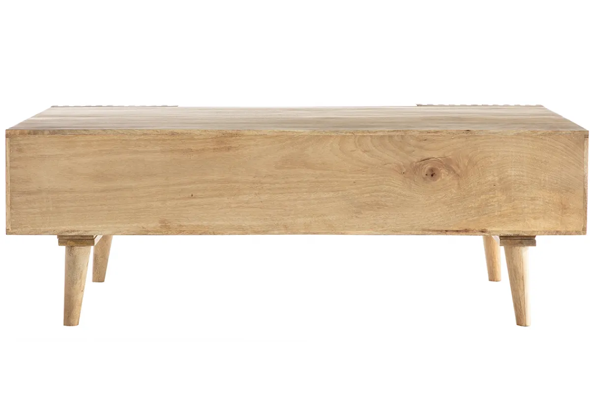 Miliboo Massiver Mango-Couchtisch mit Schiebetüren ALBA* Couchtische