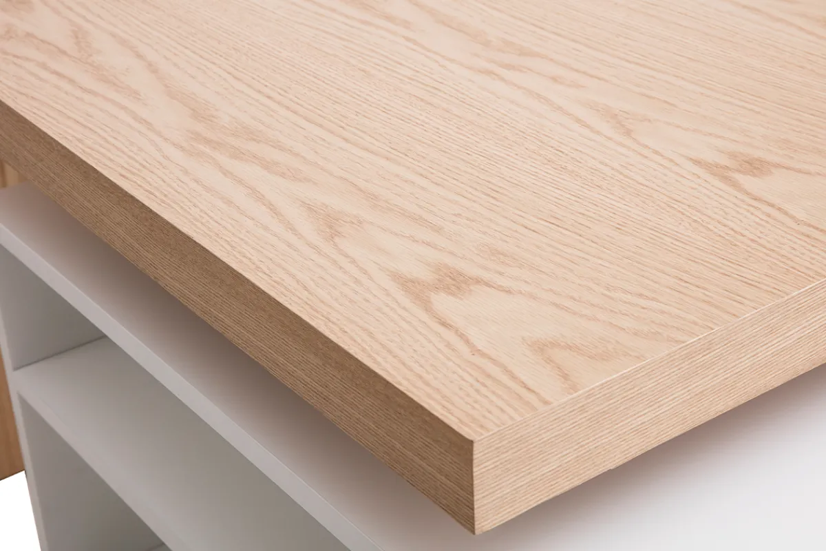 Miliboo Modularer Stehtisch mit Stauraum in Mattweiß und Eiche H91 cm MAX* Bartische/ Bar