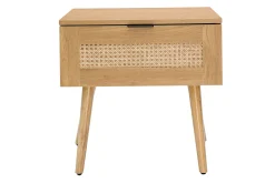 Miliboo Nachttisch aus hellem Holz, Rattangeflecht und schwarzem Metall L50cm MANILLE* Nachttische