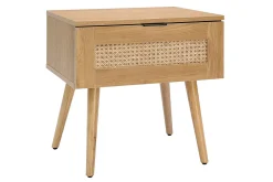 Miliboo Nachttisch aus hellem Holz, Rattangeflecht und schwarzem Metall L50cm MANILLE* Nachttische