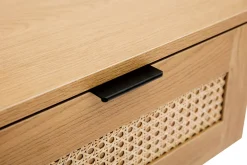Miliboo Nachttisch aus hellem Holz, Rattangeflecht und schwarzem Metall L50cm MANILLE* Nachttische