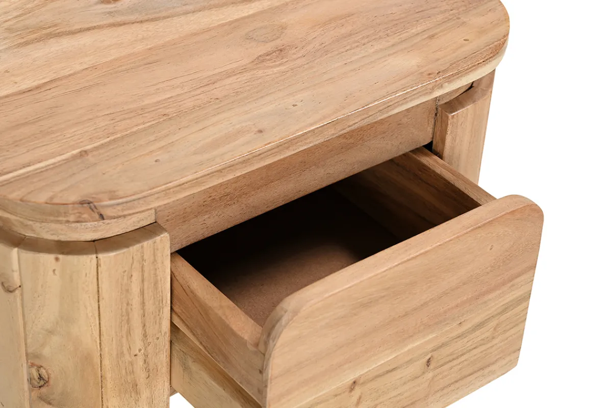 Miliboo Nachttisch aus Massivholz und schwarzem Metall mit Schublade B45 cm NAPOLI* Nachttische