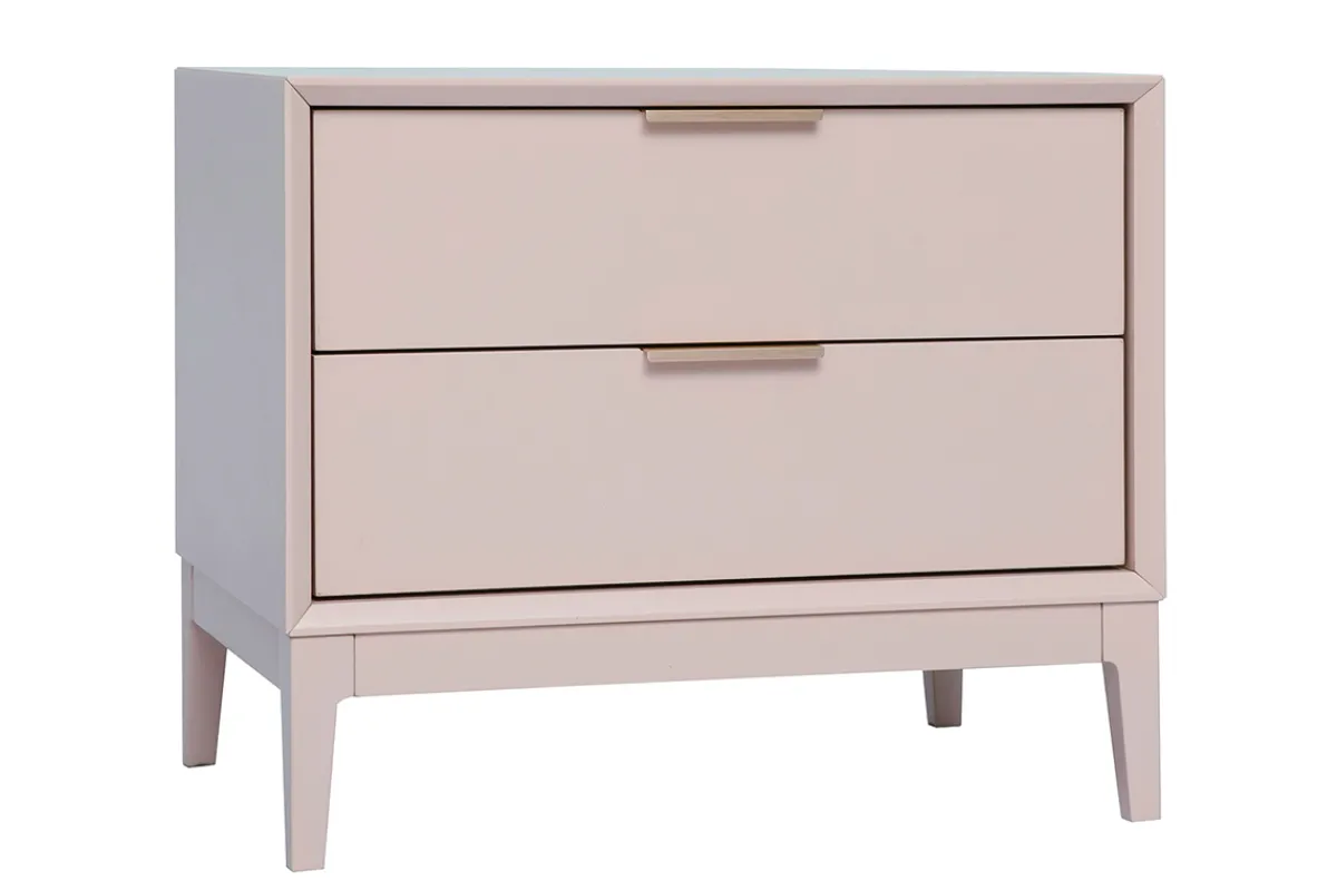 Miliboo Nachttisch in Puderrosa und goldfarbenem Metall mit Ablagen B60 cm GIANA* Nachttische