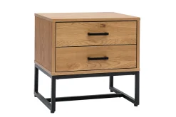 Miliboo Nachttisch mit 2 Schubladen in hellem Eichenholzfinish und schwarzen Metallgestell L50 cm LOVATO* Nachttische