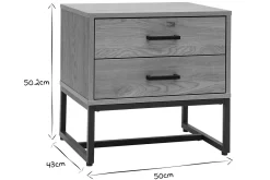 Miliboo Nachttisch mit 2 Schubladen in hellem Eichenholzfinish und schwarzen Metallgestell L50 cm LOVATO* Nachttische