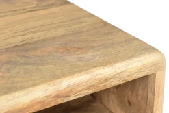 Miliboo Nachttisch mit Ablagefächern aus hellem, massivem Mangoholz mit Gravuren und schwarzem Metall B40 cm MORISSON* Nachttische