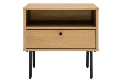 Miliboo Nachttisch mit Ablagefächern in hellem Eichenholzfinish und schwarzen Metallfüßen L50 cm PERNELLE* Nachttische