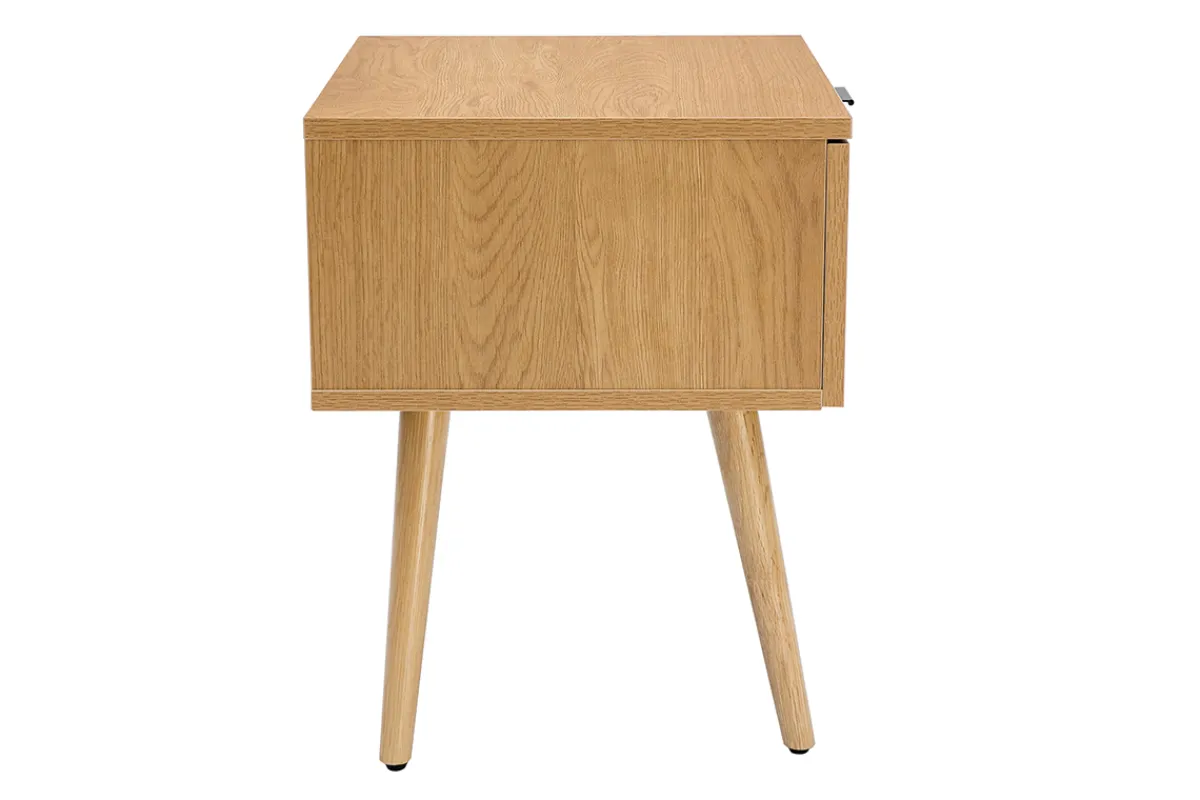 Miliboo Nachttische mit hellem Holzfinish, Rattangeflecht und schwarzem Metall L50cm (2er-Set) MANILLE* Nachttische