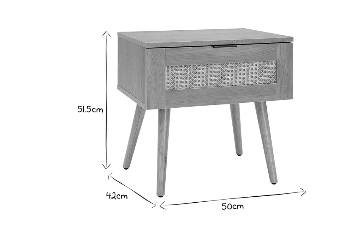 Miliboo Nachttische mit hellem Holzfinish, Rattangeflecht und schwarzem Metall L50cm (2er-Set) MANILLE* Nachttische
