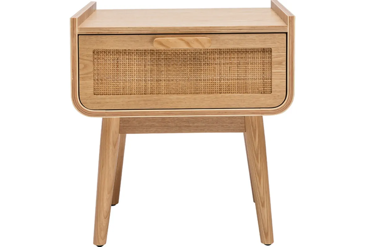 Miliboo Nachttische mit Schublade aus hellem Massivholz und Rattangeflecht B50 cm (2er-Set) ATHÈNE* Nachttische