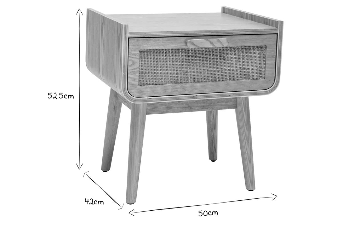 Miliboo Nachttische mit Schublade aus hellem Massivholz und Rattangeflecht B50 cm (2er-Set) ATHÈNE* Nachttische
