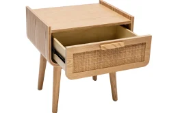 Miliboo Nachttische mit Schublade aus hellem Massivholz und Rattangeflecht B50 cm (2er-Set) ATHÈNE* Nachttische