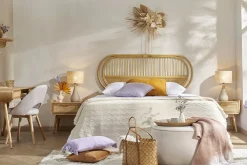 Miliboo Nachttische mit Schublade aus hellem Massivholz und Rattangeflecht B50 cm (2er-Set) ATHÈNE* Nachttische