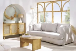 Miliboo Niedriger Couchtisch in Bohnenform mit Ablage aus massivem Mangoholz B95 cm KOKOA* Couchtische