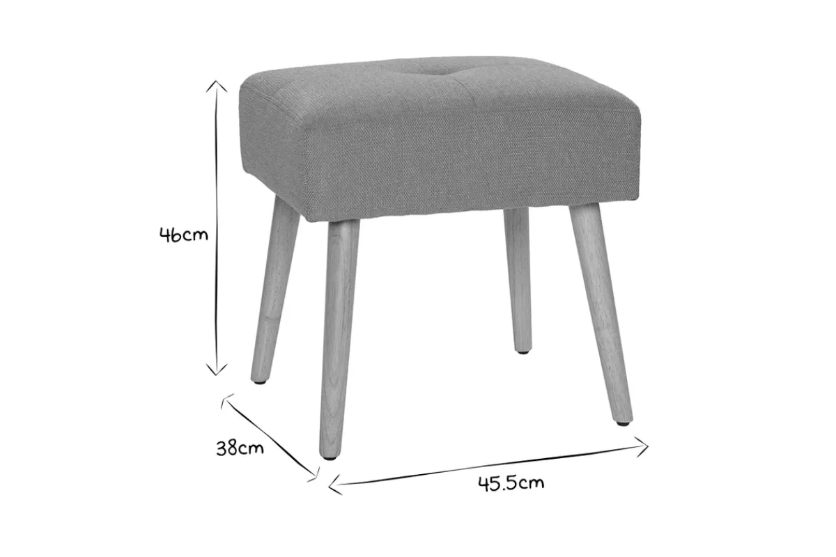 Miliboo Niedriger Hocker aus Stoff mit strukturiertem Samteffekt in Seladongrün und hellem Massivholz H46 cm GUESTA* Barhocker