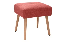 Miliboo Niedriger Hocker aus Stoff mit strukturiertem Samteffekt in Terracotta und hellem Massivholz H46 cm GUESTA* Design-stühle