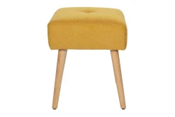 Miliboo Niedriger Hocker aus Stoff mit strukturiertem Samteffekt in Senfgelb und hellem Massivholz H46 cm GUESTA* Design-stühle
