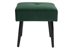 Miliboo Niedriger Hocker aus Stoff mit Samteffekt in Dunkelgrün und schwarzes Metall H46 cm GUESTA* Design-stühle