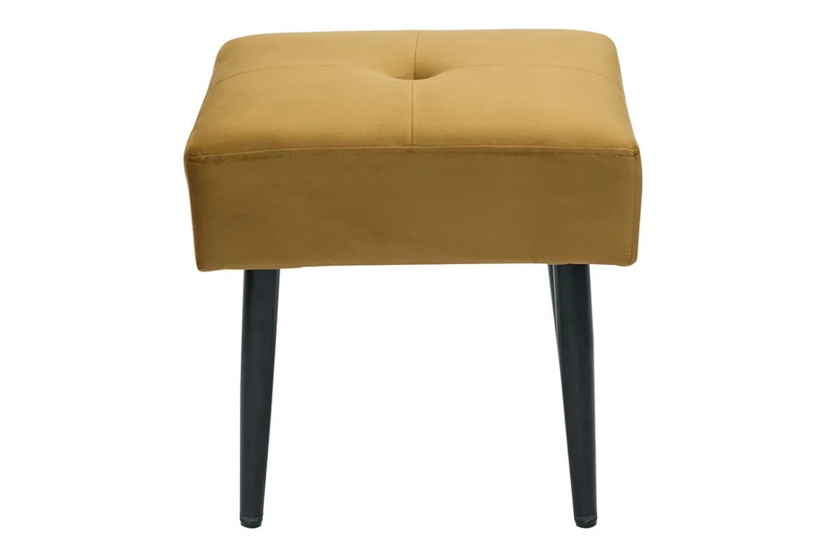 Miliboo Niedriger Hocker aus Stoff mit Samteffekt in Bronze und schwarzes Metall H46 cm GUESTA* Design-stühle