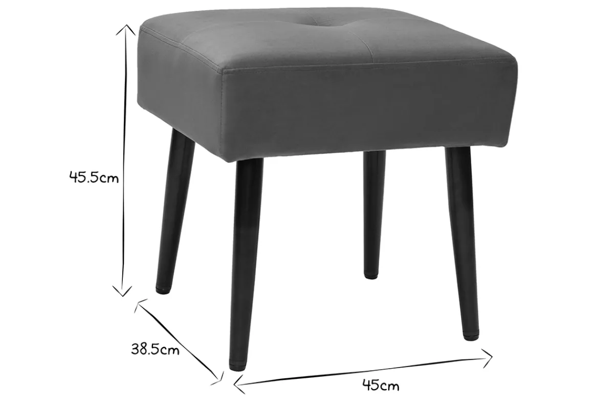 Miliboo Niedriger Hocker aus Stoff mit Samteffekt in Bronze und schwarzes Metall H46 cm GUESTA* Design-stühle