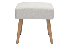 Miliboo Niedriger Hocker aus weißem Stoff mit Bouclé-Wolleffekt und hellem Massivholz H46 cm GUESTA* Barhocker