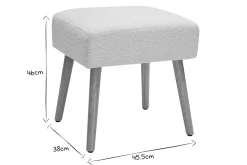 Miliboo Niedriger Hocker aus weißem Stoff mit Bouclé-Wolleffekt und hellem Massivholz H46 cm GUESTA* Barhocker