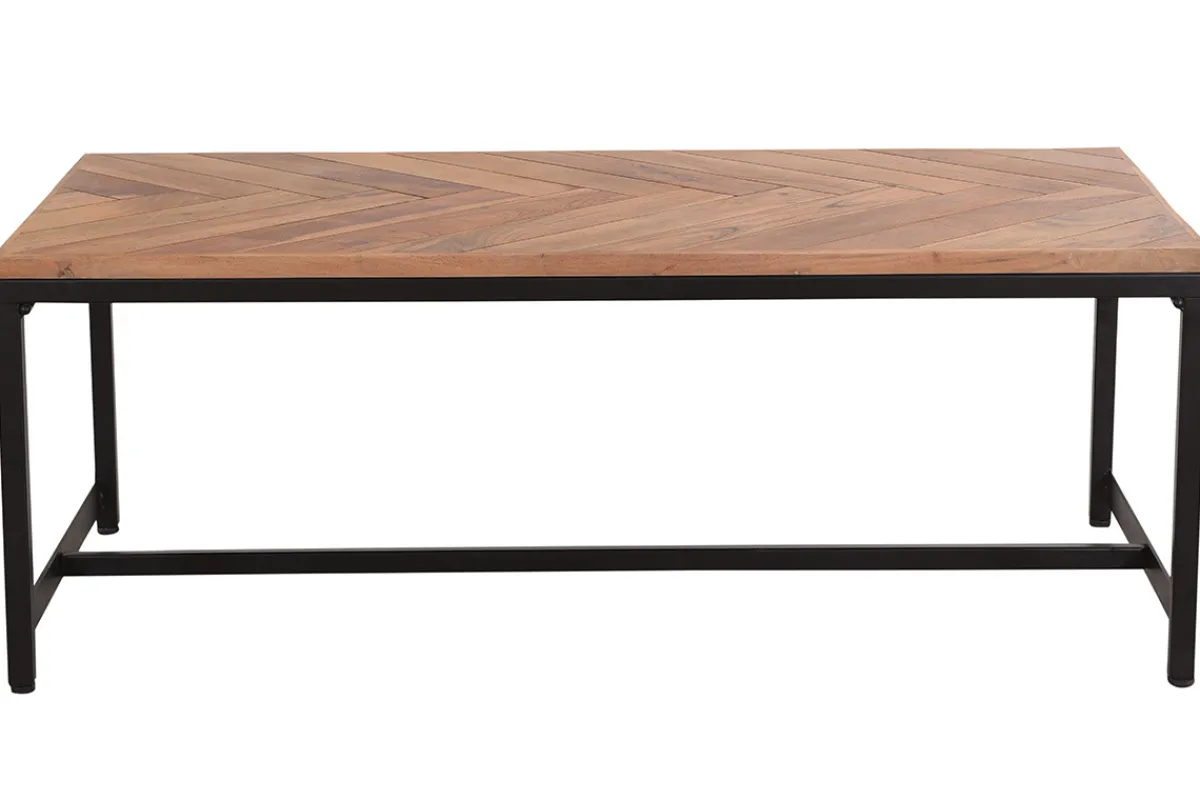 Miliboo Niedriger Tisch modern aus Akazienholz und schwarzem Metall STICK* Couchtische