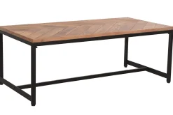 Miliboo Niedriger Tisch modern aus Akazienholz und schwarzem Metall STICK* Couchtische