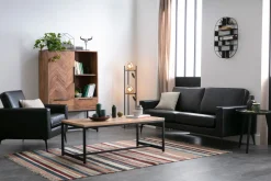 Miliboo Niedriger Tisch modern aus Akazienholz und schwarzem Metall STICK* Couchtische