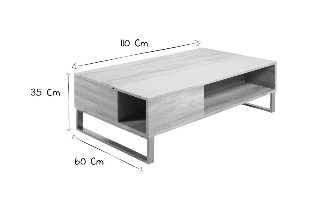 Miliboo Niedriger Tisch verstellbar aus Holz und Metall WYNN* Couchtische