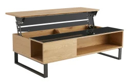 Miliboo Niedriger Tisch verstellbar aus Holz und Metall WYNN* Couchtische