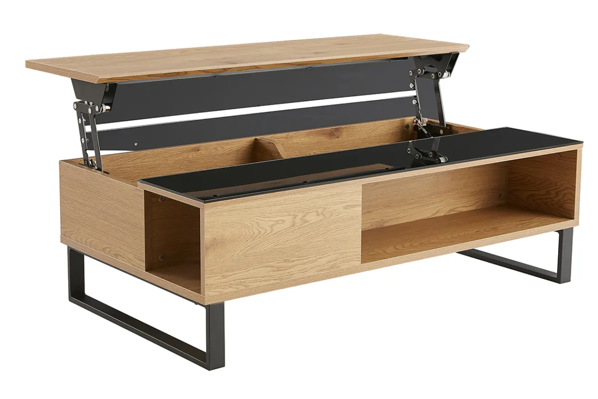 Miliboo Niedriger Tisch verstellbar aus Holz und Metall WYNN* Couchtische