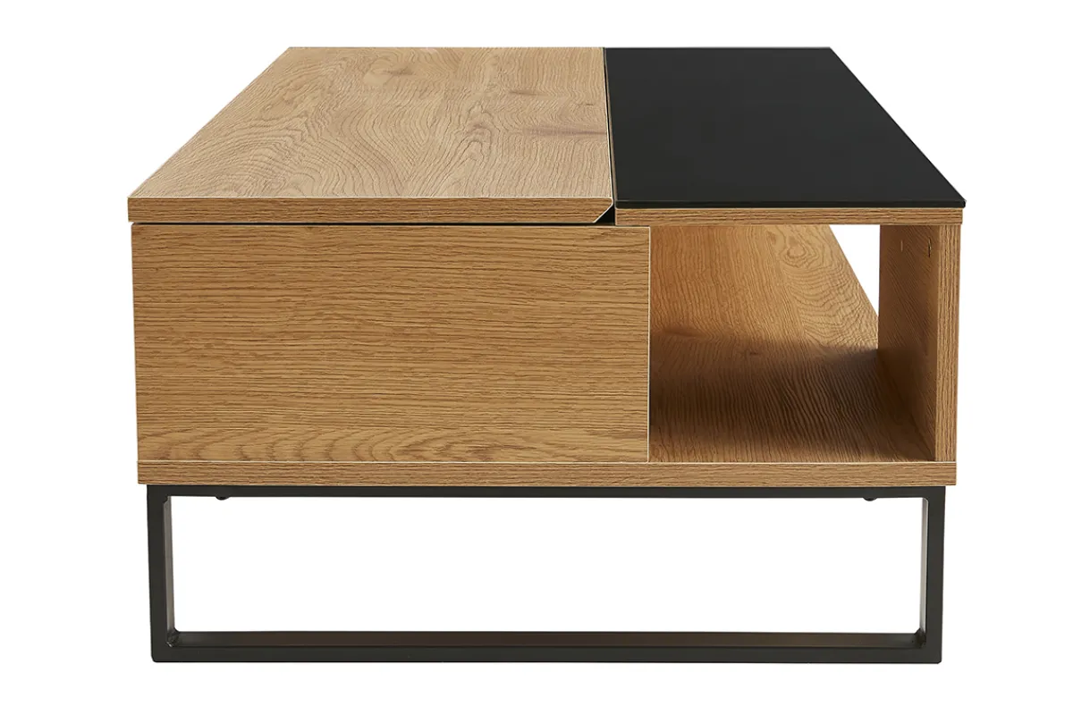 Miliboo Niedriger Tisch verstellbar aus Holz und Metall WYNN* Couchtische