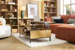 Miliboo Niedriger Tisch verstellbar aus Holz und Metall WYNN* Couchtische
